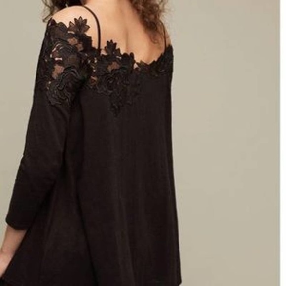 Meadow Rue, black Lace off the Shoulder top - Picture 3 of 8